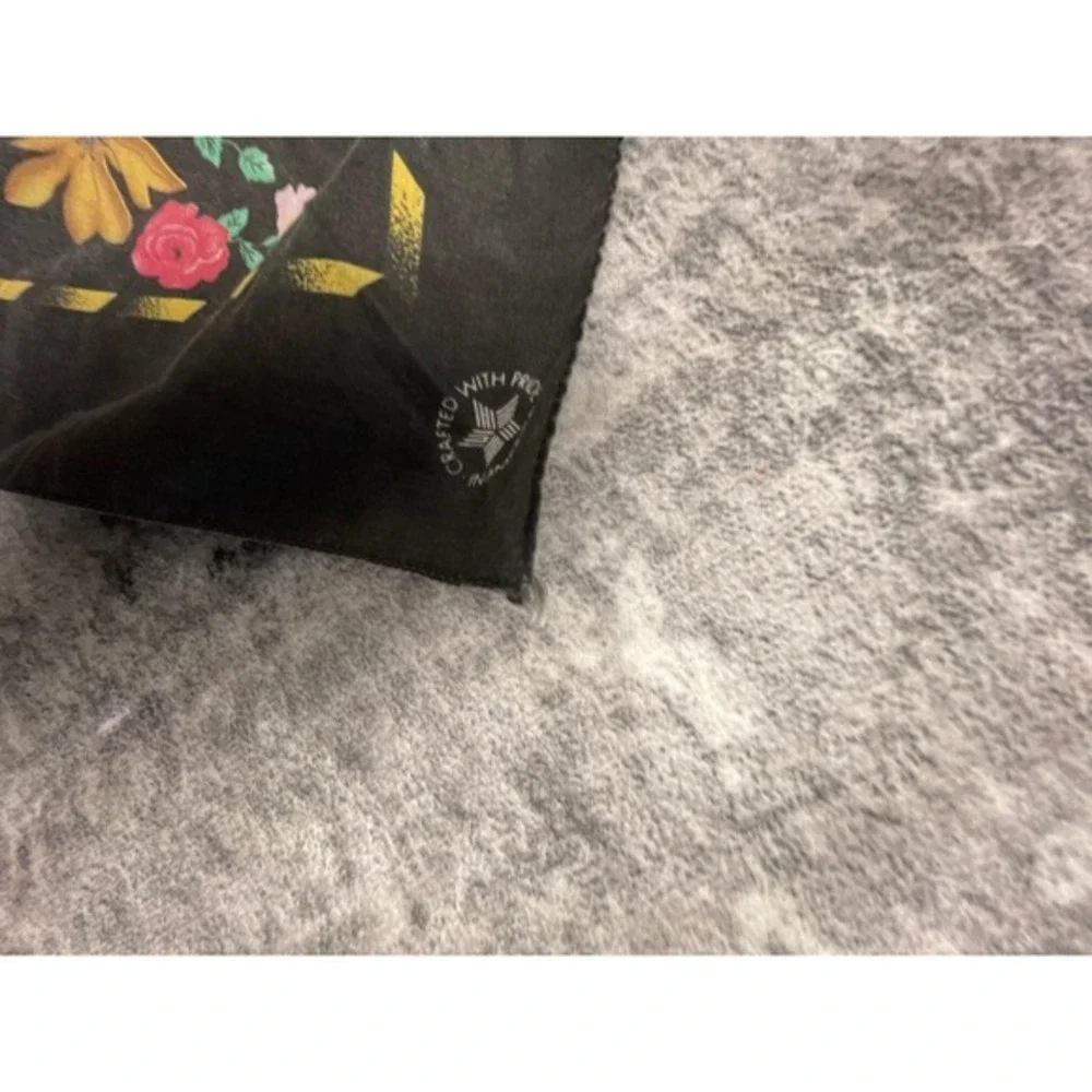 Vtg Harley Davidson Bandana Scarf 30x30 Floral Rose Eagle Black‎ Biker Punk